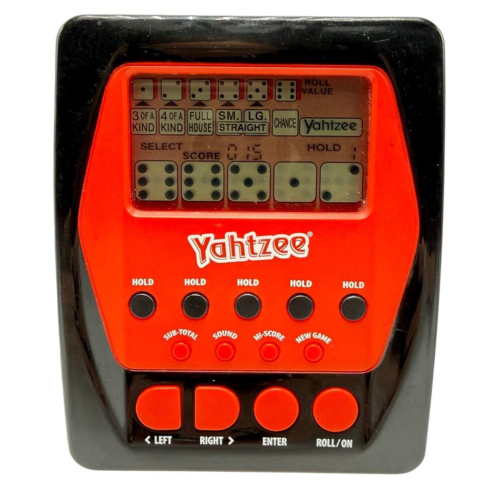 Yahtzee Handheld Electronic Game 2012 Red Black Hasbro Tested A2125